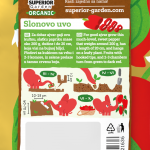 description of organic pepper slonovo uvo & illustration of sowing instructions with the elephant on the back side of the bag