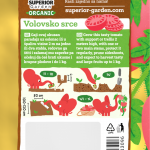 opis organskog paradajza volovsko srce i ilustracija instrukcija za sadnju sa slonicem na zadnjoj strani kesice