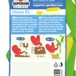 description of sweet corn union f1 & illustration of sowing instructions with the elephant on the back side of the bag