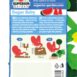 opis lubenice sugar baby i ilustracija instrukcija za sadnju sa slonicem na zadnjoj strani kesice