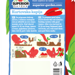 description of pepper kurtovska kapija & illustration of sowing instructions with the elephant on the back side of the bag