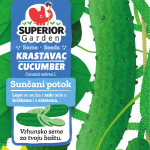 illustration of cucumber suncani potok on plant on bag front