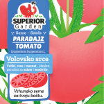 ilustracija paradajza volovsko srce na biljci na prednjoj strani kesice