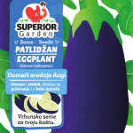 illustration of eggplant domaci srednje dugi & ladybug on plant on bag front