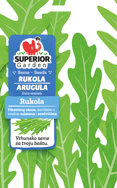 illustration of arugula leaves on bag front