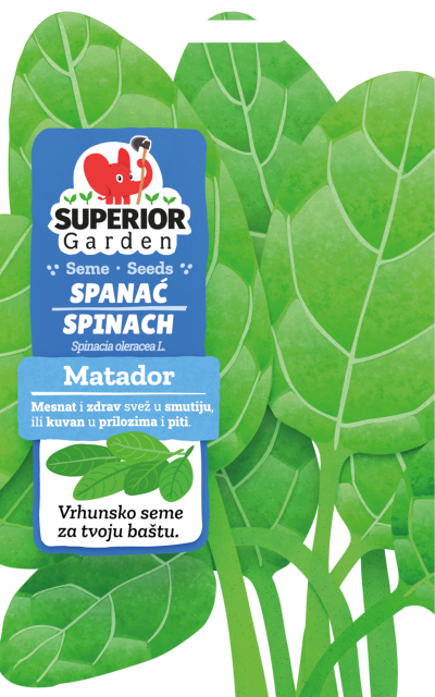 illustration of spinach matador leaves on bag front